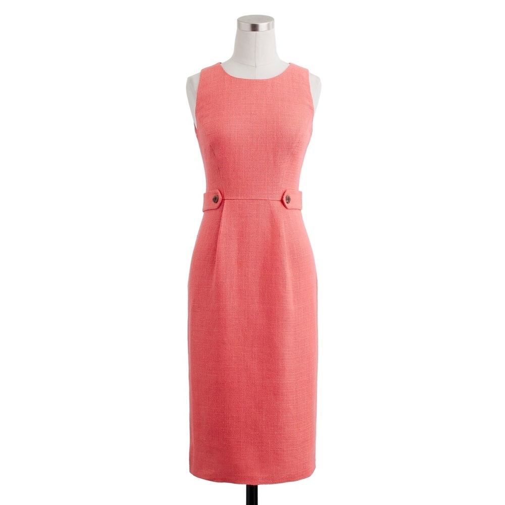 🍊New JCREW Attaché Linen Dress Formal Salmon Midi Work Knee Length Wide Strap - Picture 1 of 2